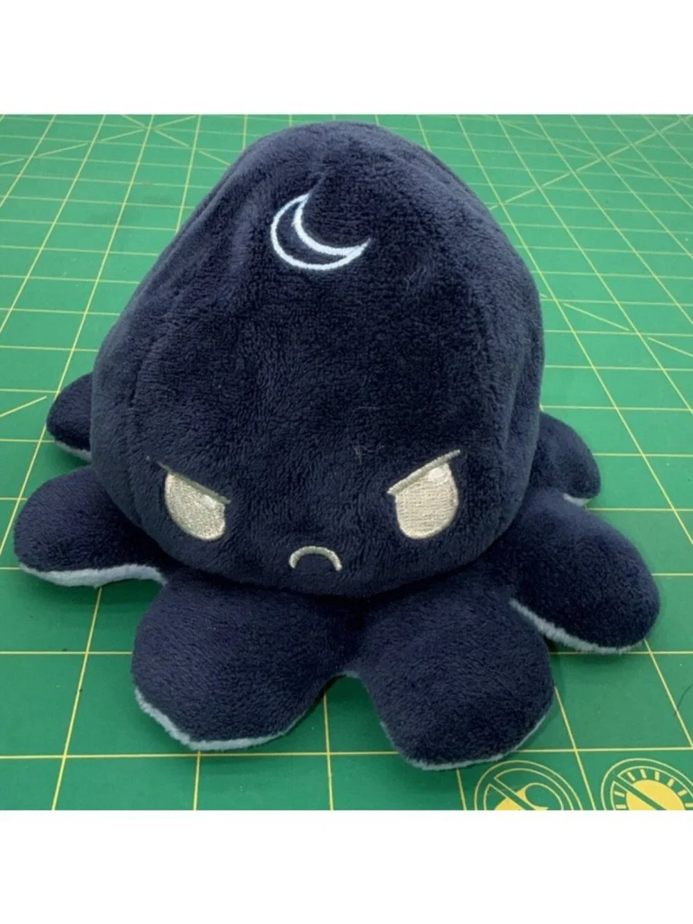 2021 TeeTurtle Reversible Octopus  Dark Blue Light Blue Ocean Day Night Plush 6”
